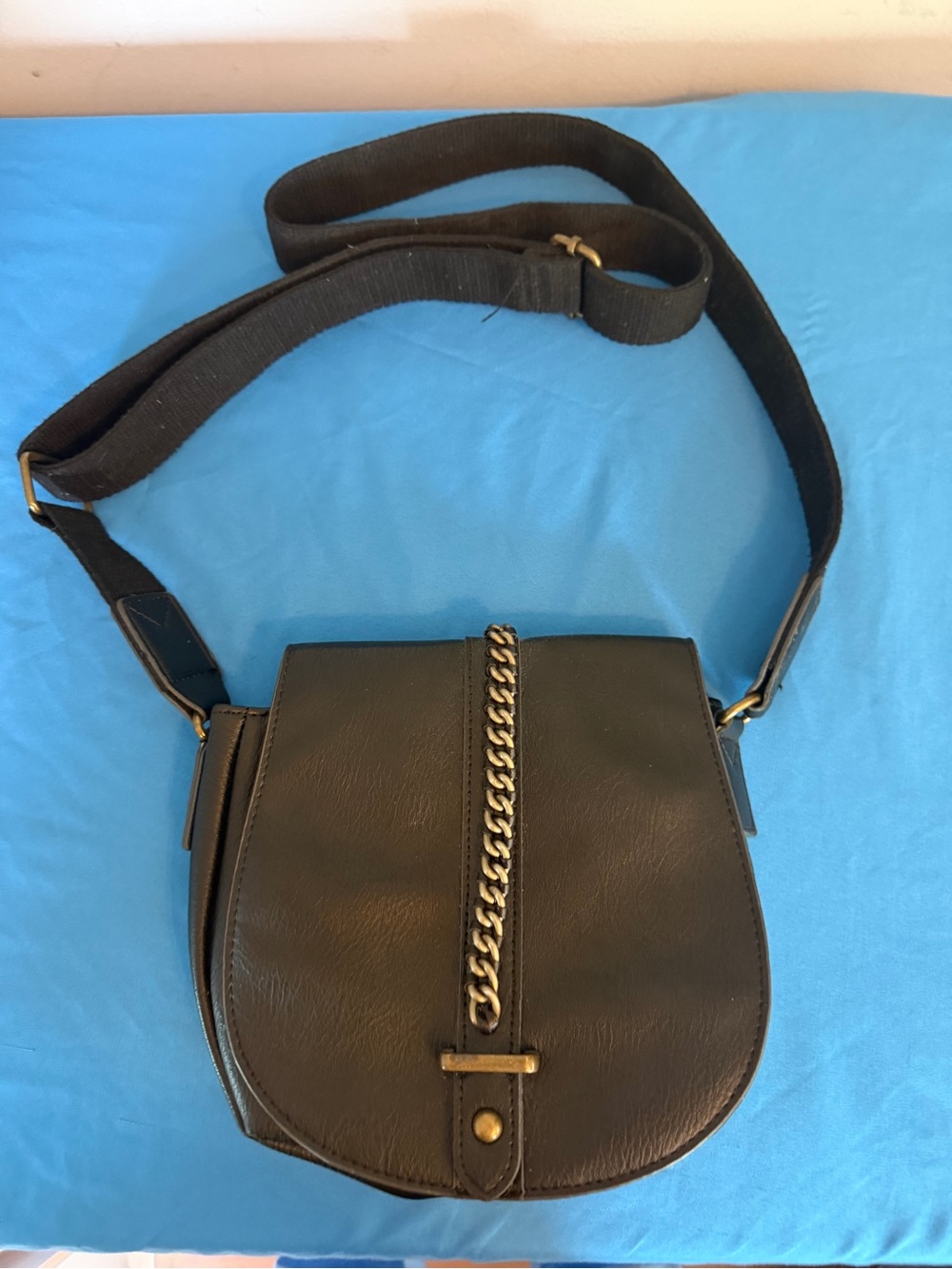 Time & Tru Black Faux Leather Crossbody Handbag
